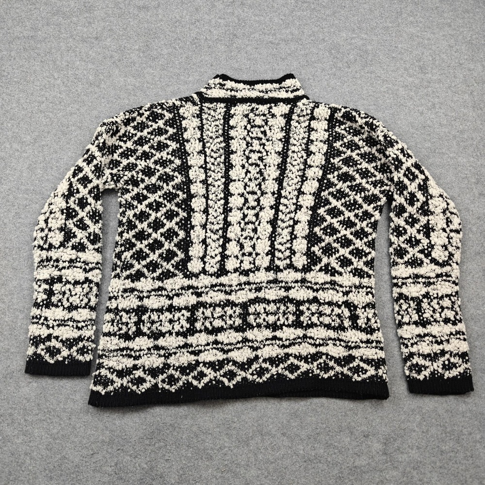 Solitaire Sweater Womens‎ Medium Black Fair Isle Mock Neck Chunky Knit Pullover - Picture 5 of 8